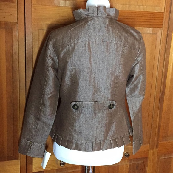 Jacket Blazer SZ Small Brown w/Sheen Ruffles NWT - Picture 3 of 8